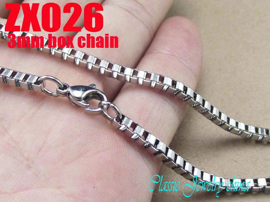 

16 "-38" длина 3 мм цепочка из нержавеющей стали модная квадратная цепочка для ожерелья мужские женские ювелирные изделия части 20 шт ZX026