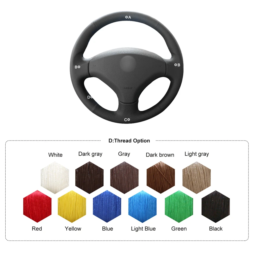 Чехол на руль автомобиля MEWANT черный чехол из искусственной кожи для Peugeot 308 2007 2013