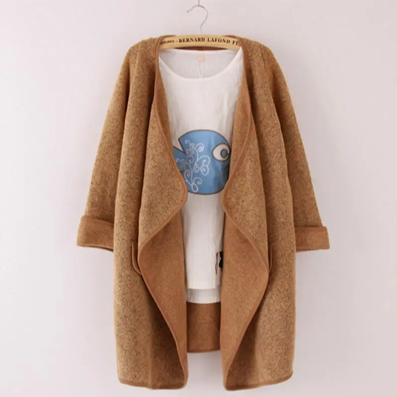 Новинка 2017 осенне-зимний женский кардиган Длинный свободный вязаный однотонный