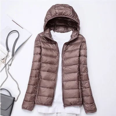 Khaki Style 1 Новинка, ультра-светильник, утиный пух, куртки для женщин, с капюшоном, зимнее пальто, длинный рукав, теплый, тонкий, 6XL размера плюс, куртка, женская одежда - Цвет: Khaki Style 1