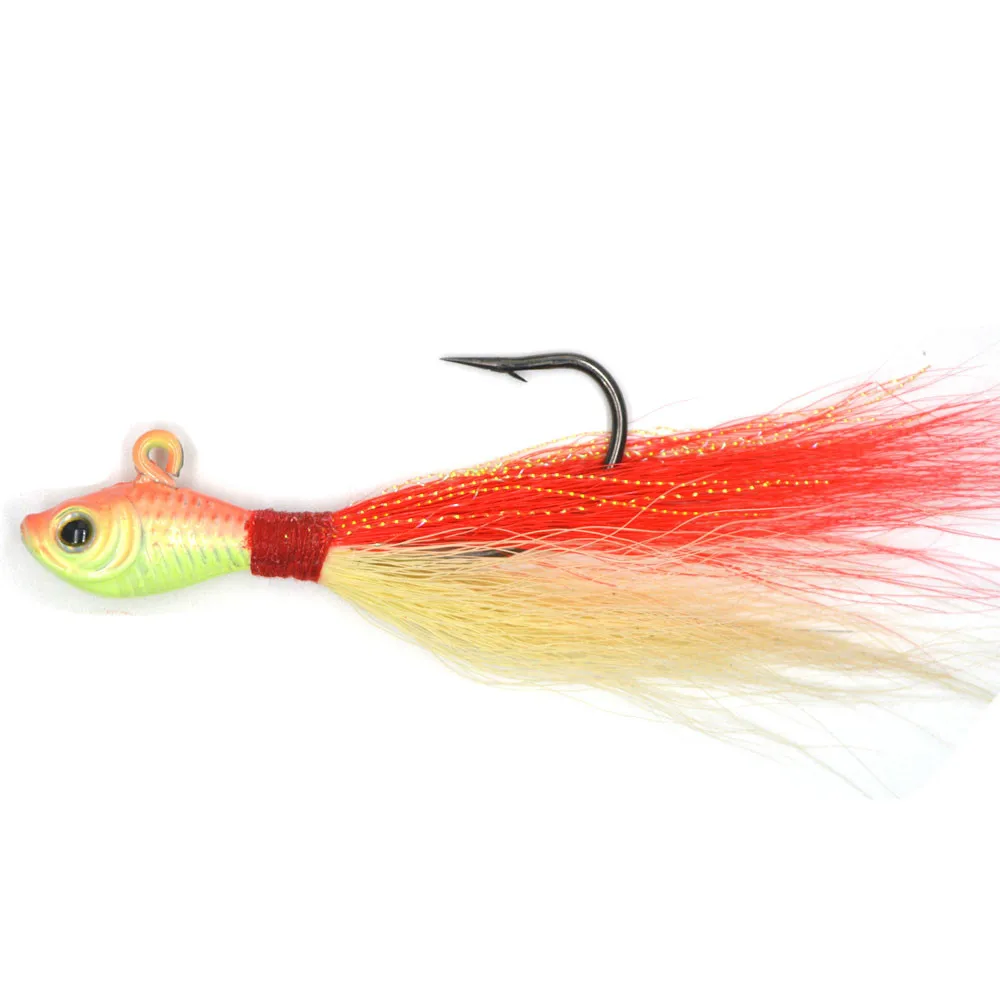 1 pieces red 7 г 10 г 15 г 28 г 56 г 3D глаз Bucktail Джиг 6 цветов большая игра соленой воды свинцовая голова рыболовные приманки - Цвет: 1 pieces red