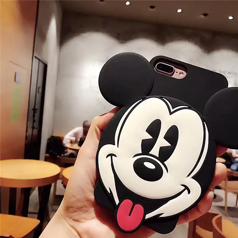 Funny 3D Cartoon Happy Smile Mickey Minnie Silicone Case for iPhone 6 6S Plus Shockproof Cover Coque Apple 7 8 |