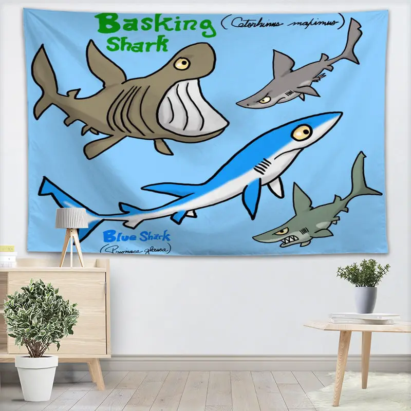Shark Арт гобелен настенный Декор для домашней вечеринки на день рождения