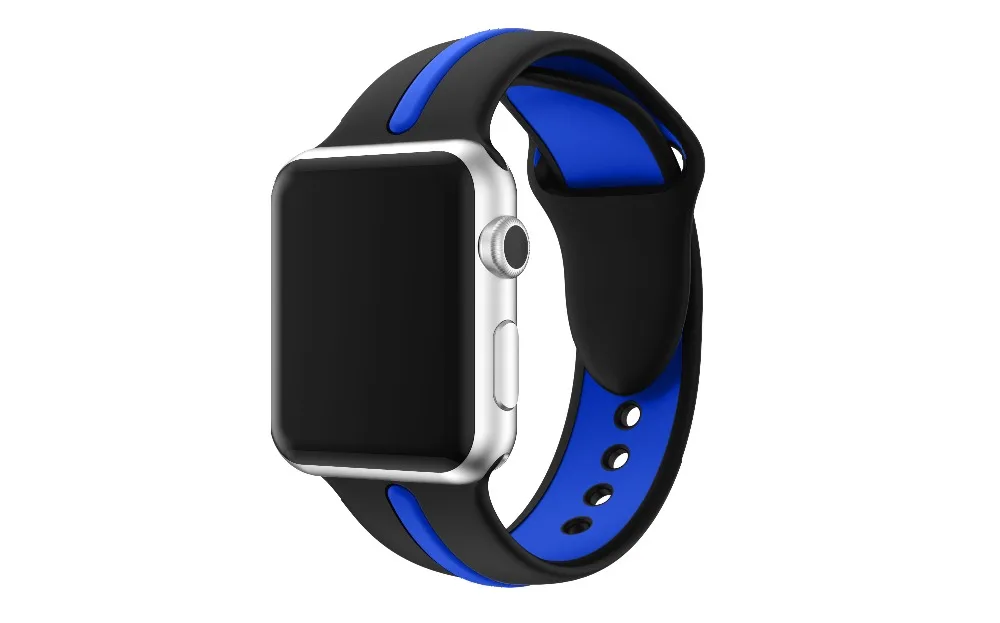 Спорт на открытом воздухе силиконовый двойной Цвет браслет ремешок для apple watch band 44/40/42/38 мм Мужские/Женские часы ремешок для iwatch серии 4 3 2 1