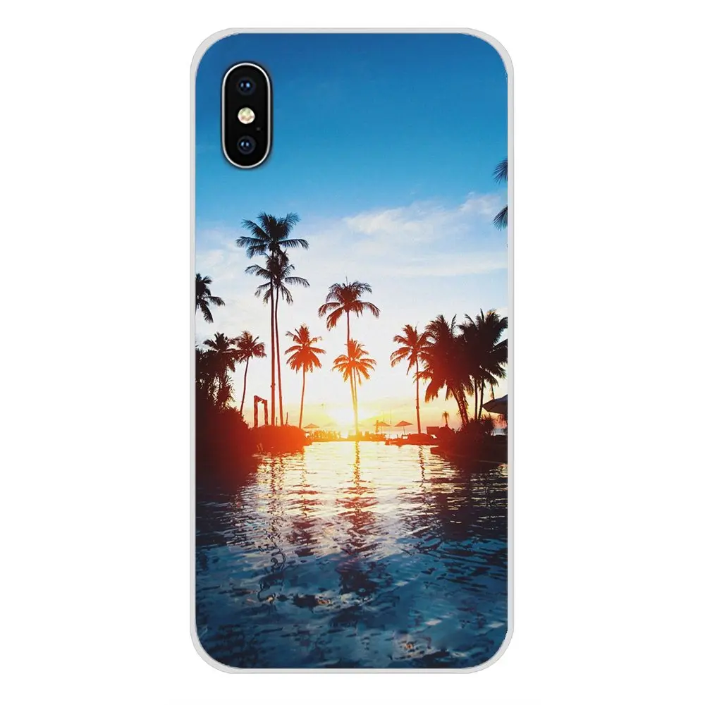 Тропический пляж Пальмовые Листья деревья Подставка для Huawei P Smart Mate Honor 7A 7C 8C 8X 9 P10