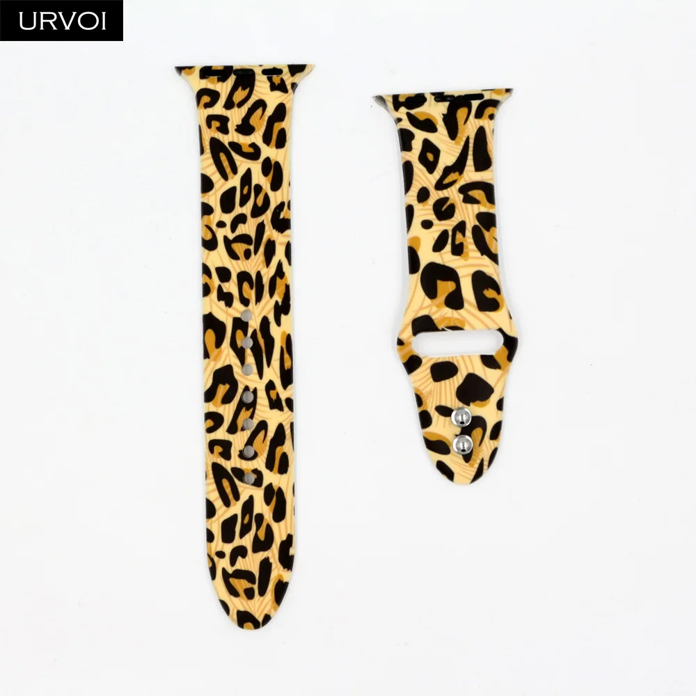 Style B URVOI силиконовый ремешок для Apple Watch series 4 5 3 2 1 спортивный ремешок для iWatch AW адаптер Фламинго Леопард граффити живопись 44 мм - Цвет ремешка: Style B