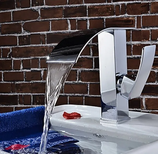 

Copper Square Waterfall Faucet For Basin Mixer, Bathroom Sanitary Hot and Cold Basin Water Mixer Faucet Dona4066