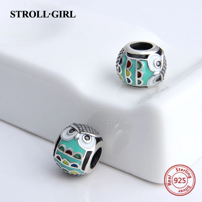 Fit Pandora Талисманы Браслеты Серебро 925 новые милые животные Сова Кот Пингвин Подвески Бусины ювелирные изделия делать подарки
