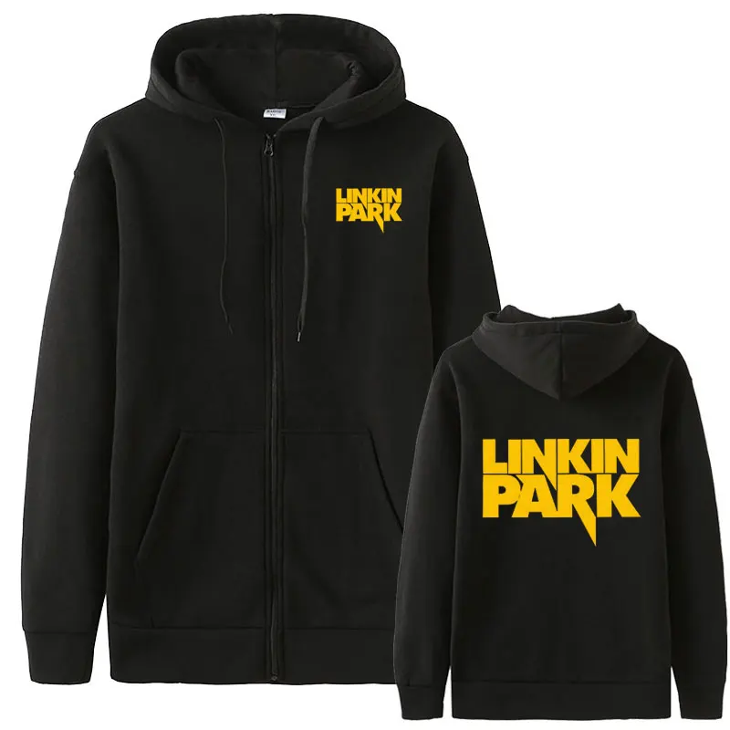 Лидер продаж осень Linkin Park напечатаны модные мужские толстовки Мужская и Женская куртка Свитшот флисовый обычный на молнии пальто - Цвет: black yellow