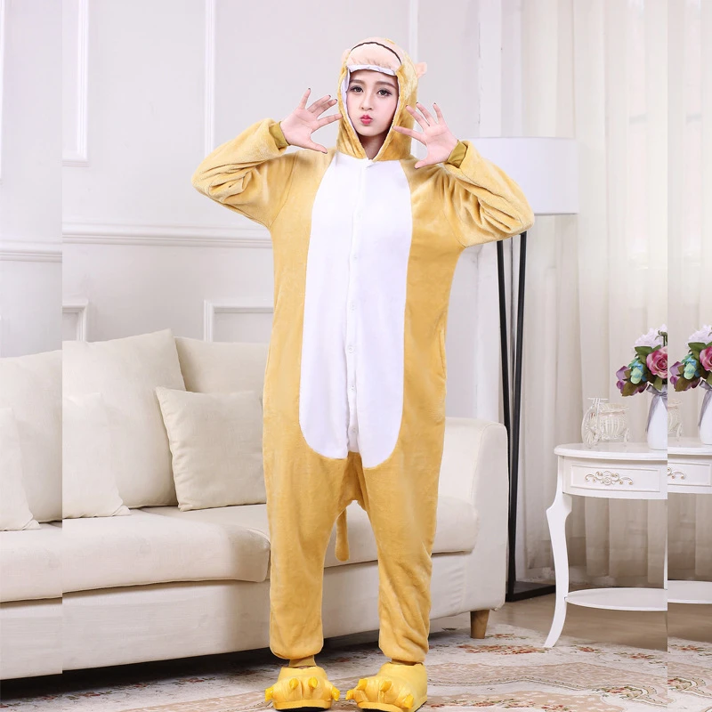 Зимние Kawaii пижамы Аниме Косплей костумевзрослая обезьяна, Косплей пижамы комбинезоны