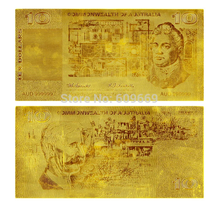 Копировальная австралийская коллекция золотых банкнот Выгравированная