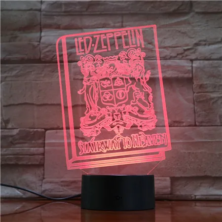 Светодиодный ночной Светильник музыка английский рок-группы Led Zeppelin книга 3D Иллюзия лампы для Офис украшения комнаты классный подарок для вентиляторы