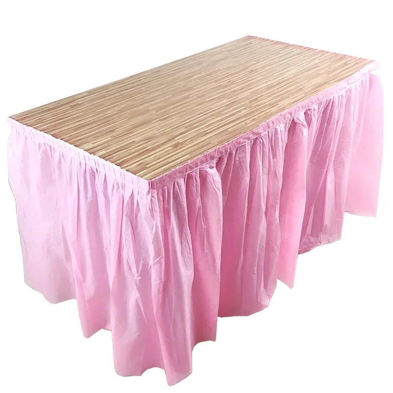 pink 1 шт., сделай сам, пластиковая настольная юбка, крышка, посуда, юбка для дня рождения, для детского душа, свадьба, домашнее украшение для банкета и вечеринки, домашний текстиль - Цвет: pink