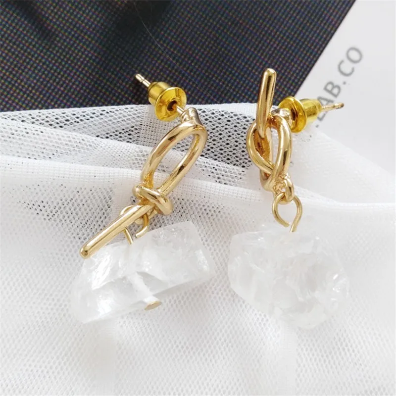white Новые женские серьги-клипсы с узлом, тонкие индивидуальные серьги-клипсы, простые серьги, Южная Корея, модные украшения - Окраска металла: white