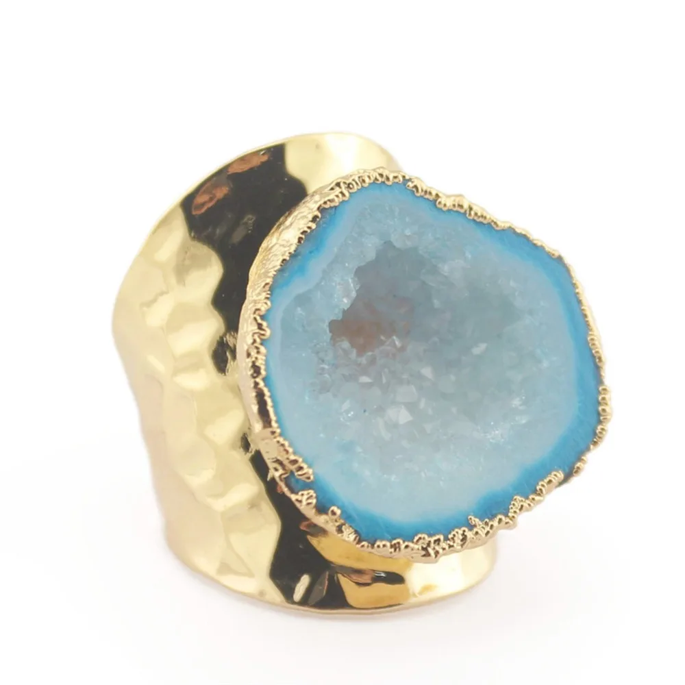 Druzy модное кольцо из натурального камня с сердолином фиолетовые Агаты винтажное