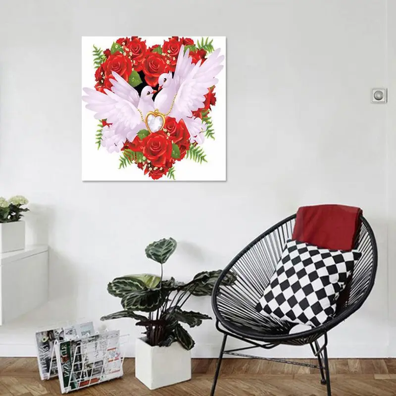 1 Set Pigeon Pattern 5D Round Resin Diamond Canvas+Diamonds+Glue For Home decoration Boondoggle 30x30cm | Дом и сад