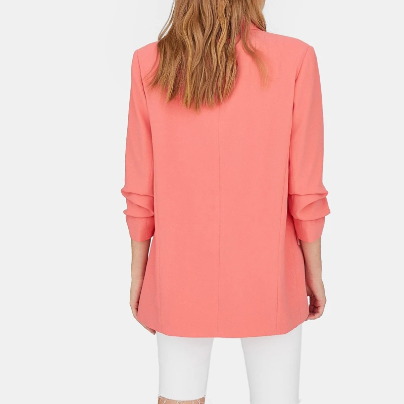 Женский офисный блейзер без пуговиц однотонный приталенный Блейзер желтого