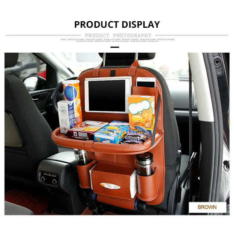 Кожаный Органайзер для автомобильных сидений карманный поднос аксессуары