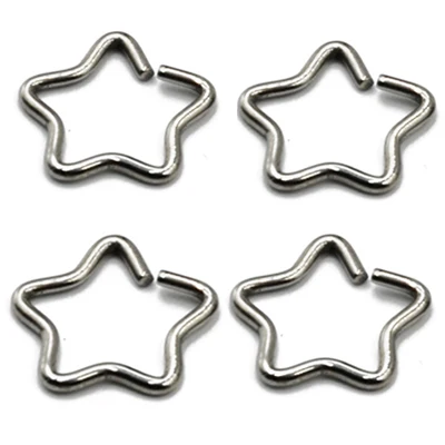 Showlove-4pcs/лот хирургические Сталь Daith в форме сердца в форме звезды ухо траг Хрящ уха серьги-улитки нос нательное пирсинг-кольцо ювелирные изделия 16g - Окраска металла: 4pcs Silver
