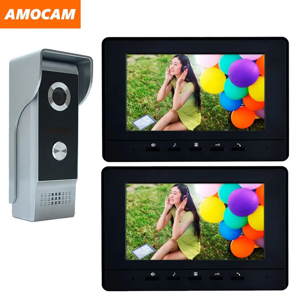 With 2 Monitors " монитор проводной видео домофон комплект алюминиевый сплав камера видео дверной звонок монитор+ электронный замок пульт дистанционного управления разблокировка - Цвет: With 2 Monitors