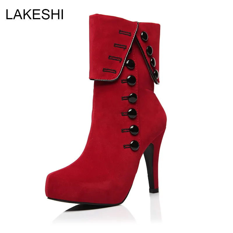 LAKESHI/Новые высокие сапоги на платформе короткие плюшевые зимние женские ботинки