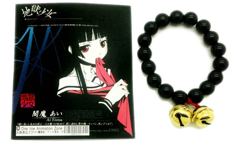 Женские черные бусины Enma Ai 16 см браслет в виде колокольчика Хелла девочки