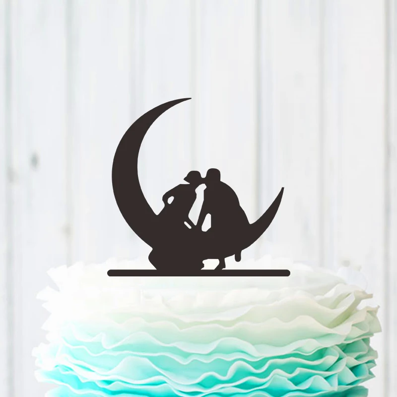 Романтическая любовь Жених Невеста Луна свадебный торт Топпер деревенский