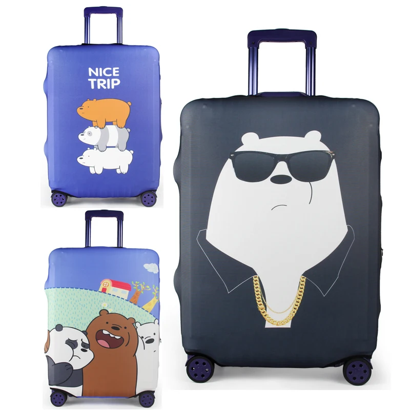 Cute Bear Luggage Cover Travel Suitcase Protector Suit For 18-32 Size Trolley Case Dust Travel Accessories Elasticity Box Sets images - 6