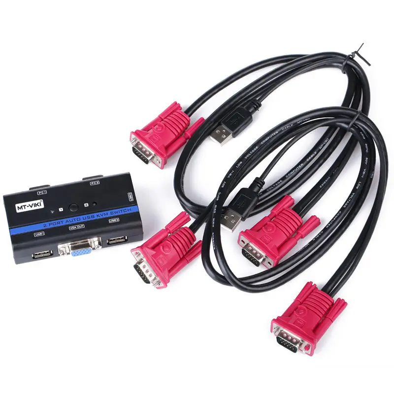 MT Вики 2 Порта VGA USB KVM Переключатель Клавиша Выбора Автоматического Сканирования