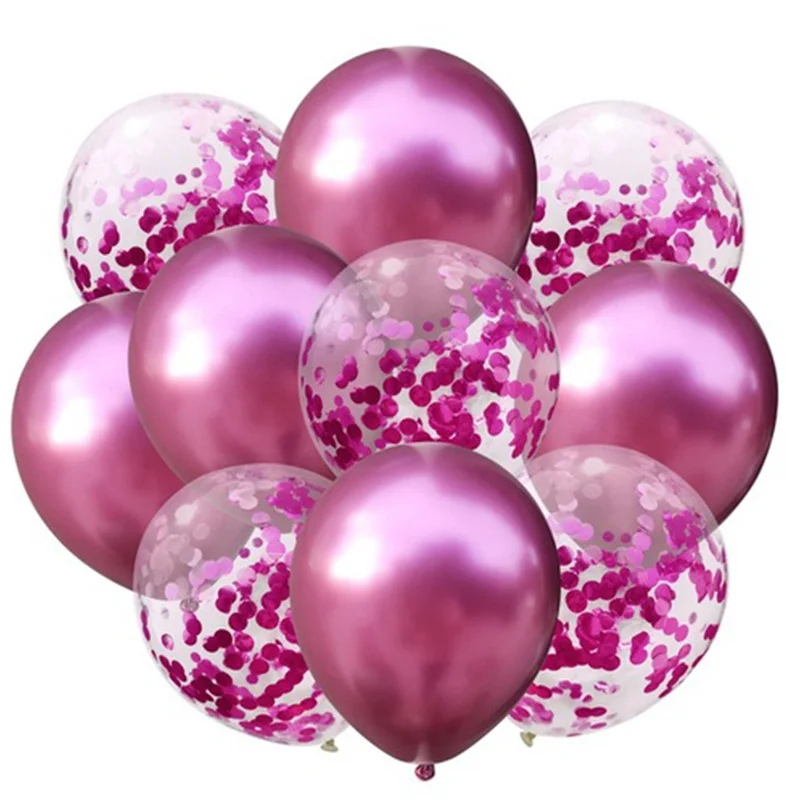 pink confetti С Днем Рождения украшения 10 шт металлические шары первый день рождения мальчик девочка Мой один год День рождения принадлежности для детей и взрослых - Цвет: pink confetti