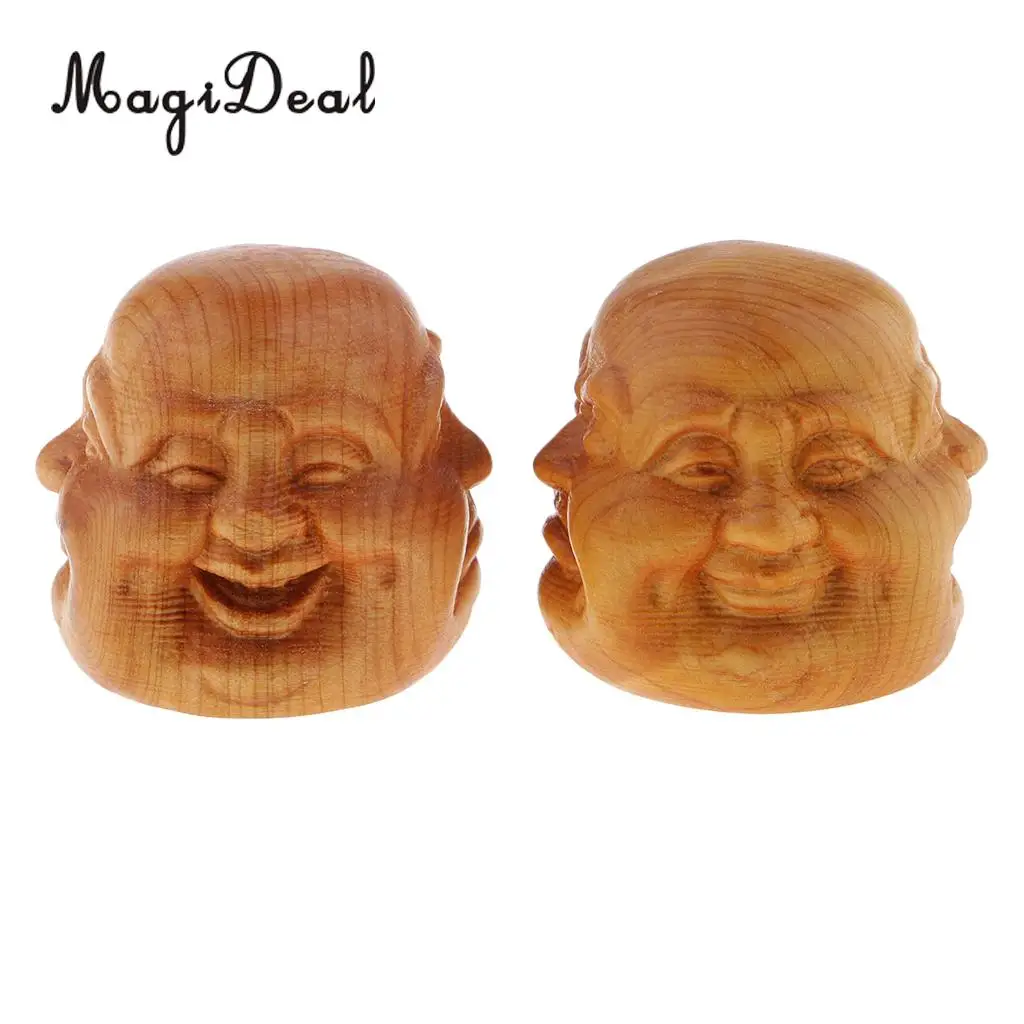 2 шт. статуя головы Будды деревянная скульптурная фигурка мини домашний