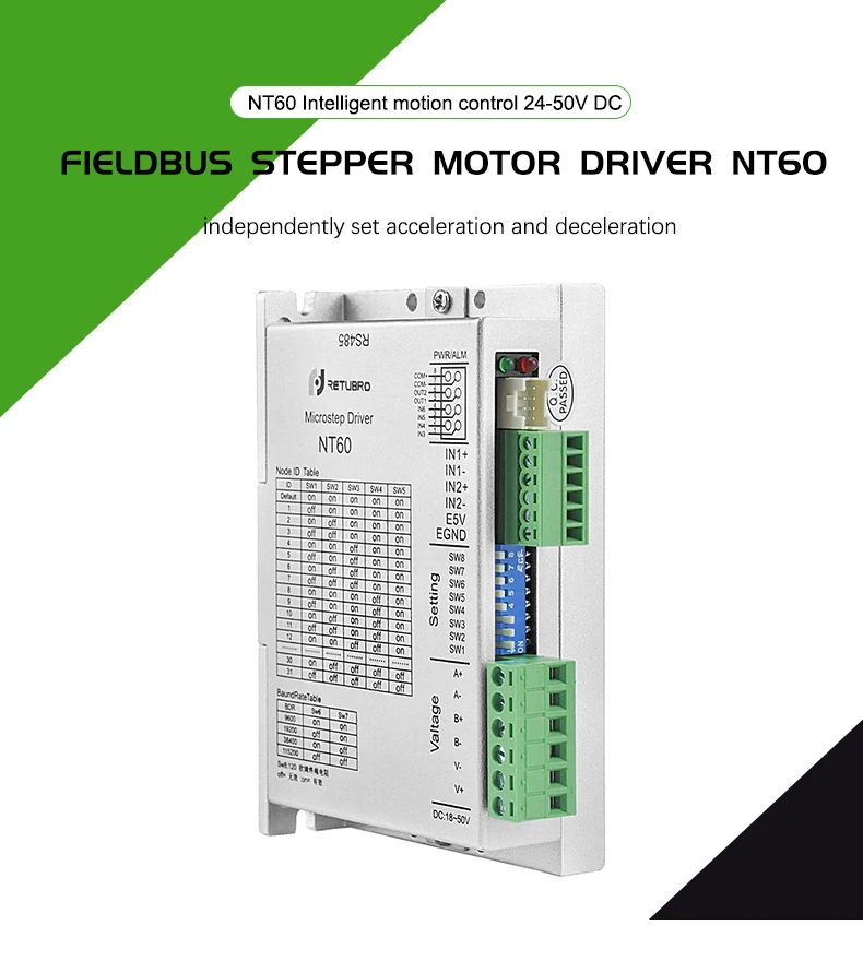 RS485 Modbus высокопроизводительный шаговый Драйвер Nema 24 NT60 контроль скорости с S типа ускорение и замедление команды