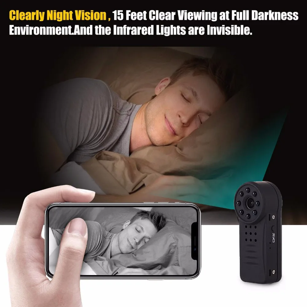 Wi Fi IP мини камера беспроводная 1080P HD инфракрасная микро ИК ночного видения