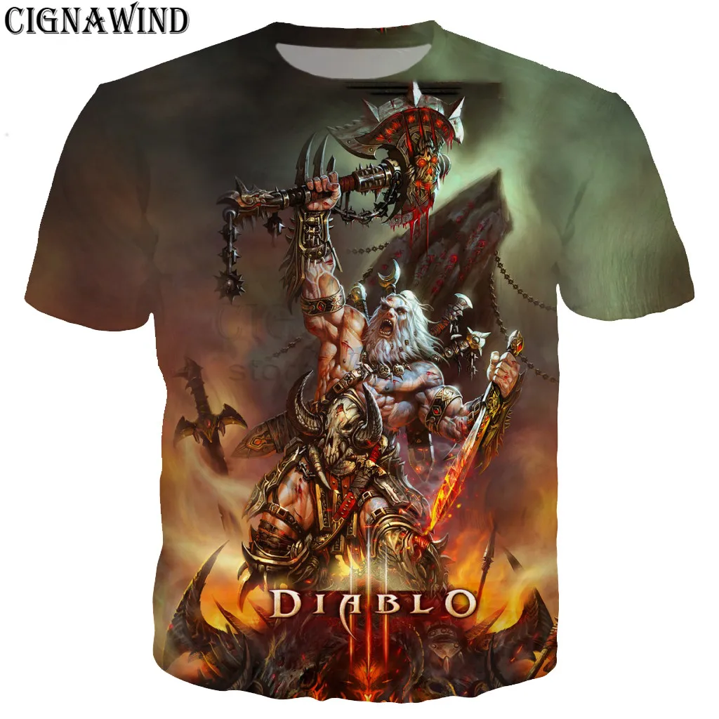 Новинка, футболка в стиле Харадзюку для мужчин/женщин,, игра Diablo 3 Reaper of Soul, футболки с 3D принтом, Повседневная футболка в стиле хип-хоп, уличная одежда, топы