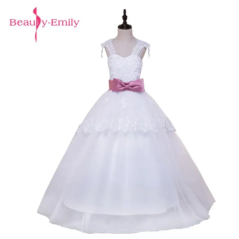 Новинка 2017 недорогие белые платья с цветами для девочек свадебные кружевное