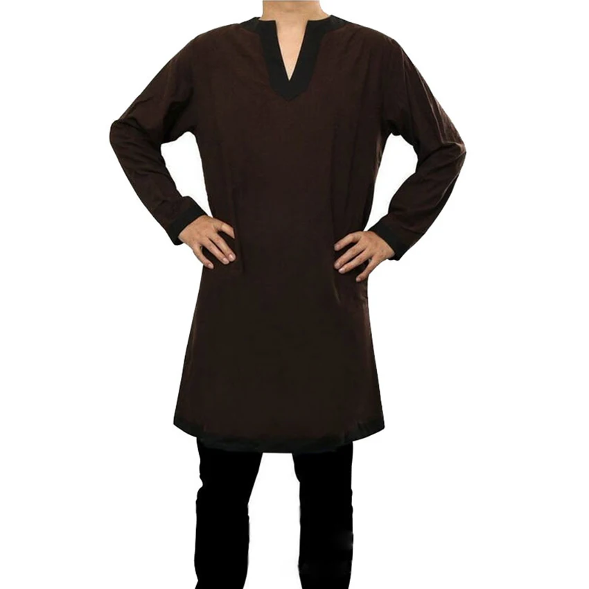 Мужской средневековый костюм рыцаря одежда с длинными рукавами и v образным