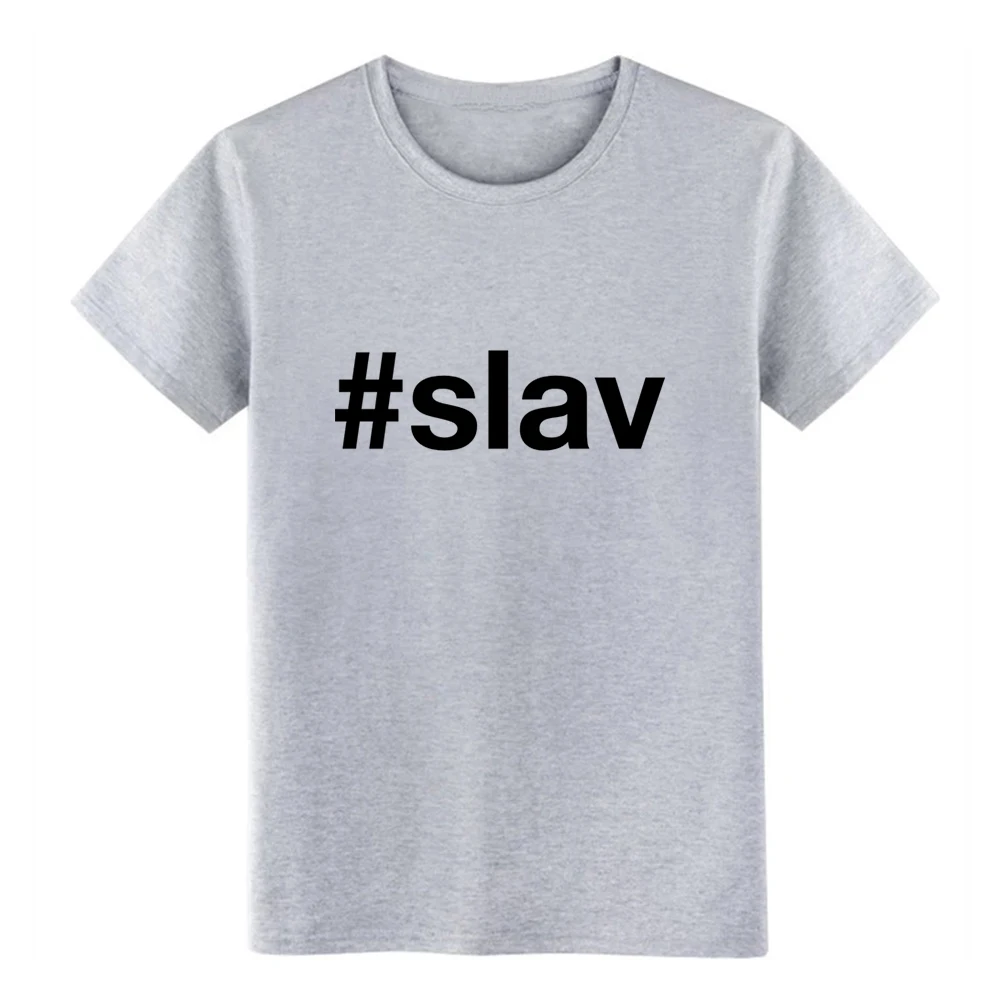 Мужская футболка SLAV на заказ с круглым воротником уличная мода весенне осенняя