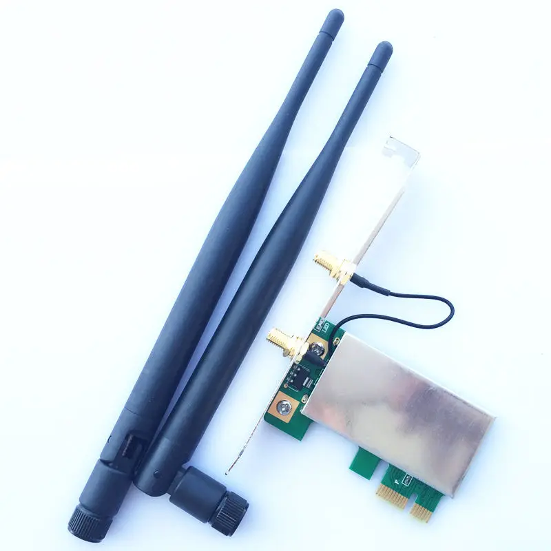 Беспроводной адаптер Wi Fi 802.11b/G/N 1T2R PCI E 1X (4X 8X 16X) WLAN карта + антенна 6 дБи X2 для Realtek