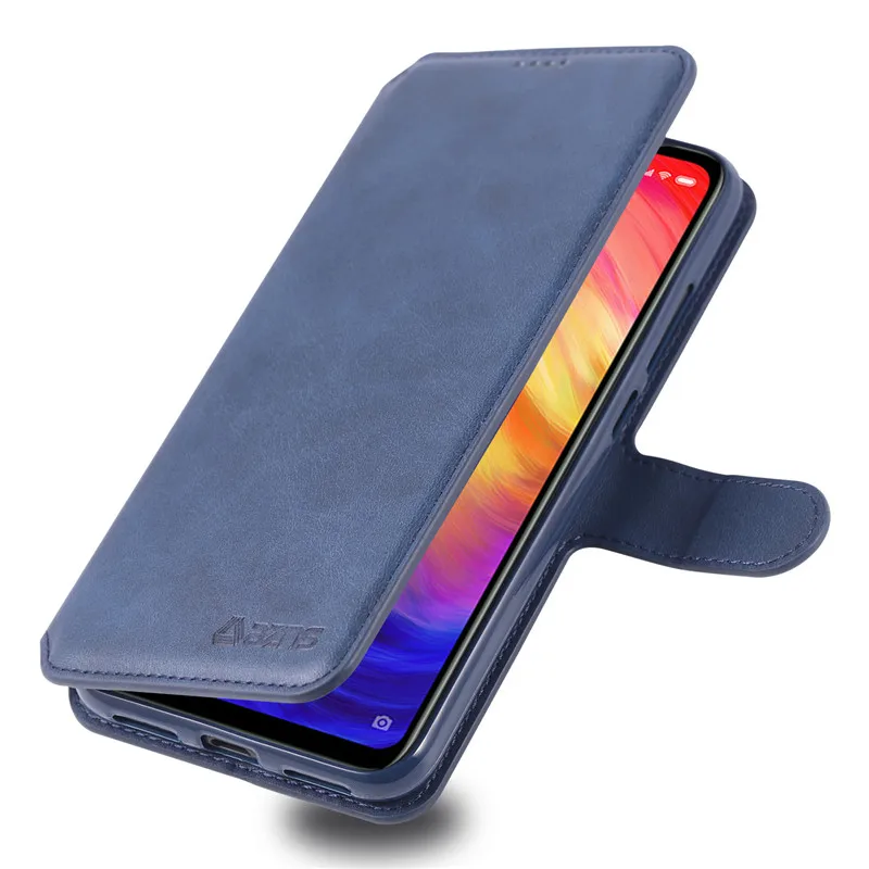 Для Xiaomi Redmi Note 7 Чехол для мобильного телефона чехол-портмоне с откидной крышкой из искусственной кожи чехол для Xiaomi Redmi Note 7 книжка с подставкой и карманом для карт Чехлы для телефона - Цвет: Темно-синий