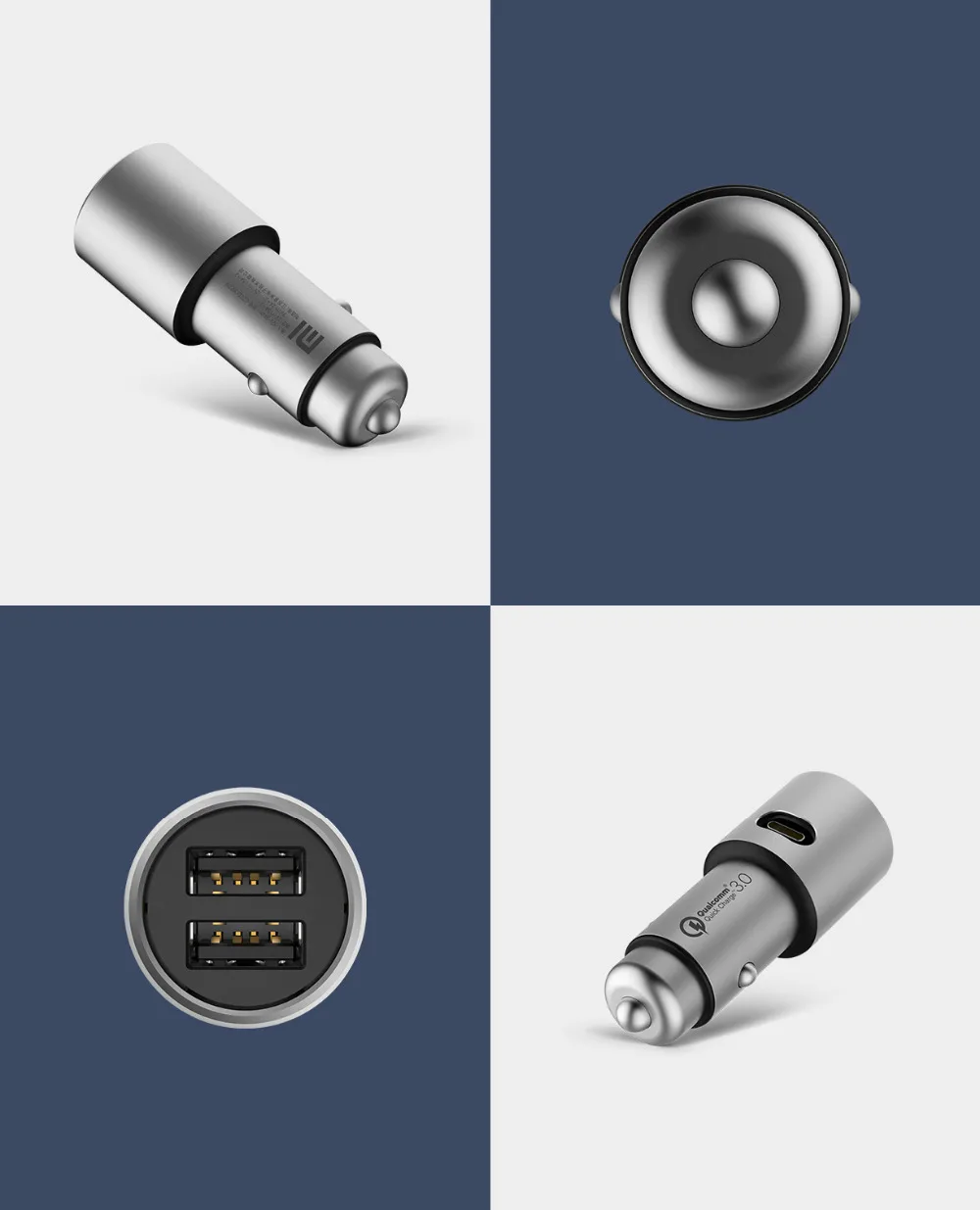 Оригинальное Xiaomi Mi автомобильное зарядное устройство с двумя USB, 5 В/3 А, 9 В/2 А, 12 В/1,5 А, металлическое универсальное быстрое зарядное устройство QC 3,0 для iPhone, samsung, LG, huawei