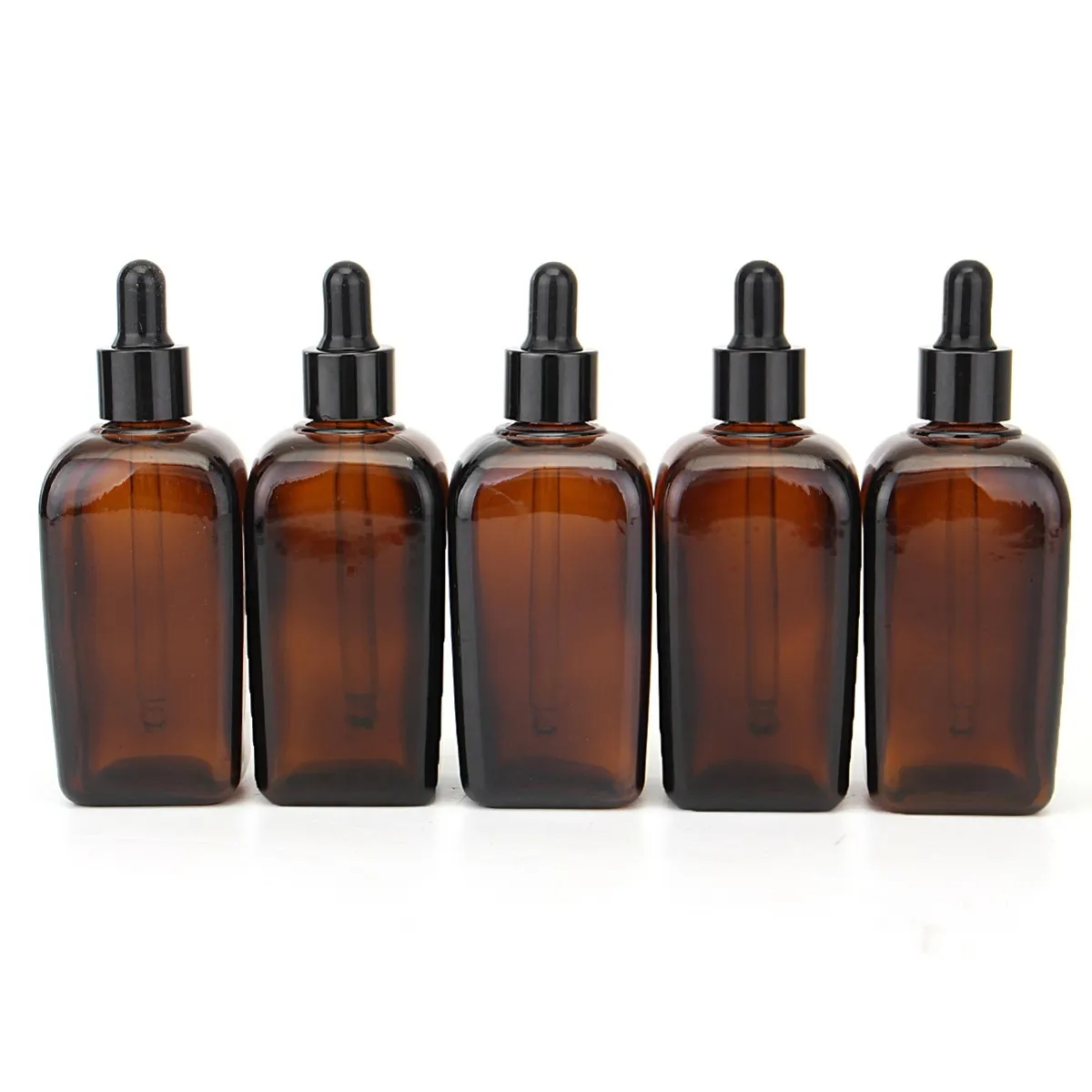 

10/20/30/50/100ml 5pcs Empty Amber Glass Dropper Bottle Square Aromatherapy Essential Oils Bottles Containers With Eye Pipette