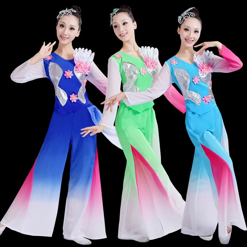Китайский стиль Hanfu Классический танцевальный костюм женский национальный танец
