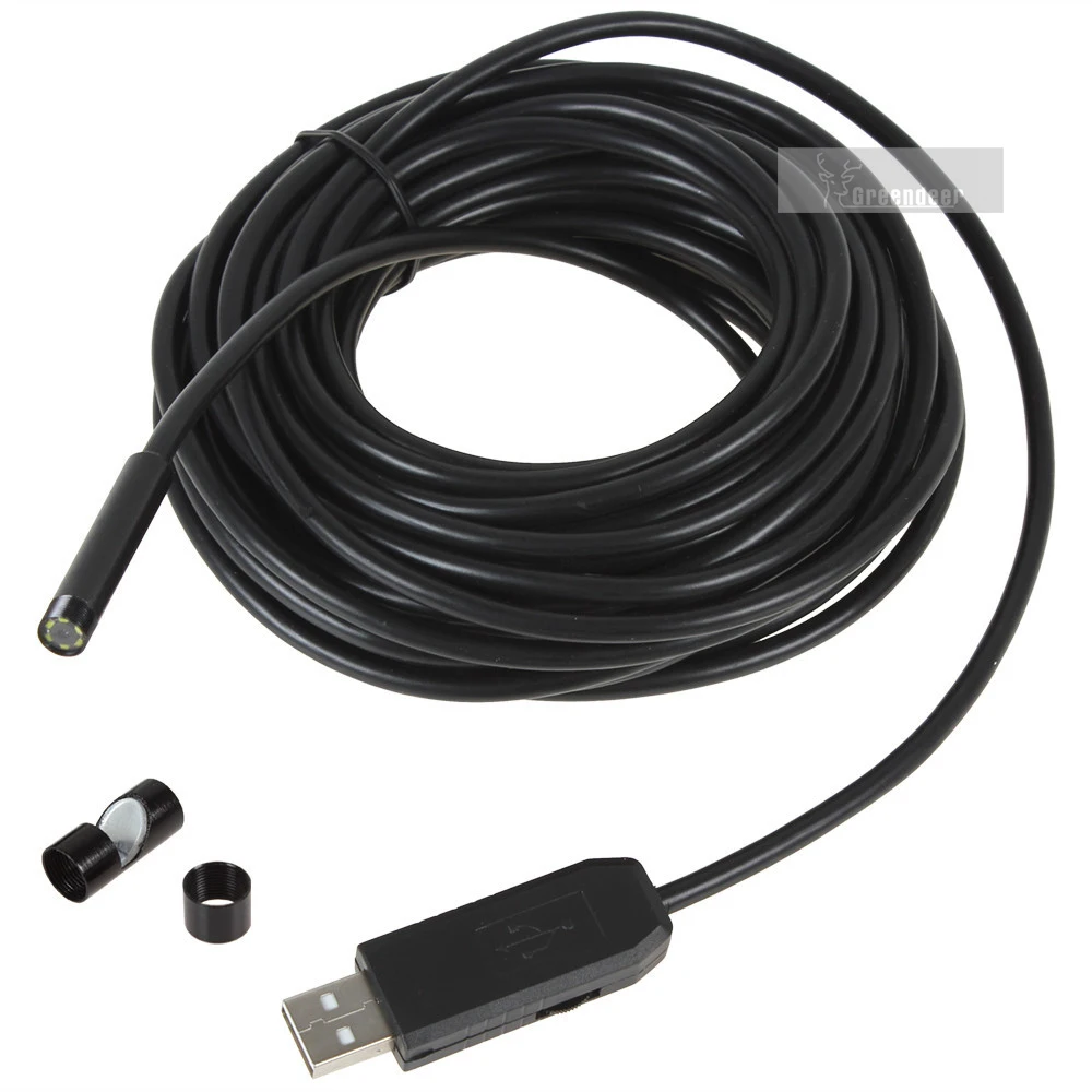 IP67 USB Endoscope Inspection Camera 6Led 7mm led Waterproof Borescope 7M Mini Video Snake | Безопасность и защита