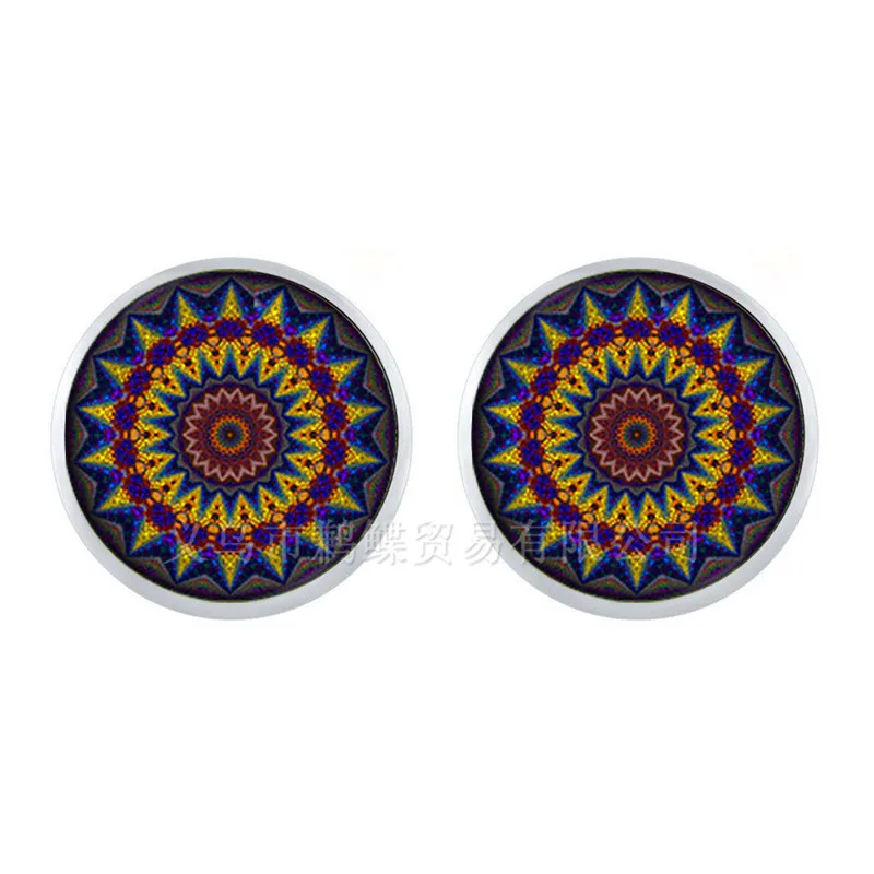 Серьги в виде цветка жизни тибетская Мандала Ом для женщин серый ювелирные