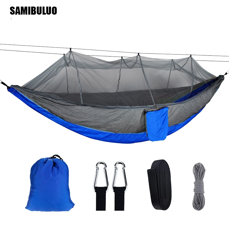 2 Человека Портативный Открытый Кемпинг хамак с москитной сеткой высокопрочная