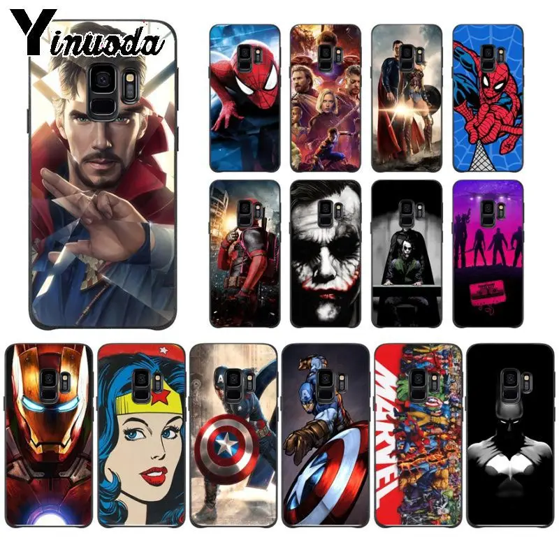 Умный чехол Yinuoda Marvel Мстители герои черный мягкий для телефона Samsung Galaxy s9 s8 plus note 8