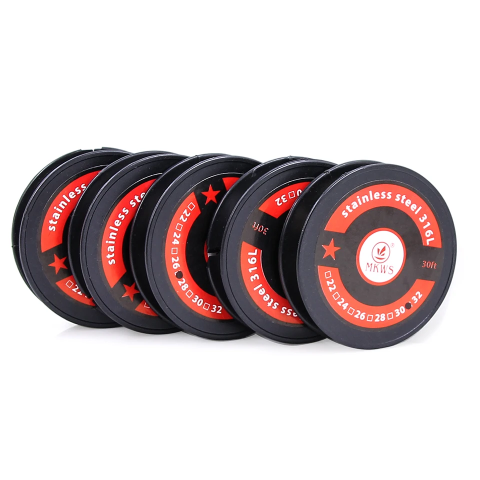 Проволока MKWS из нержавеющей стали ss316 30FT 22ga 24ga 26ga 28ga 30ga 32ga 100FT 36ga 38ga 40ga 10 м 30 катушка
