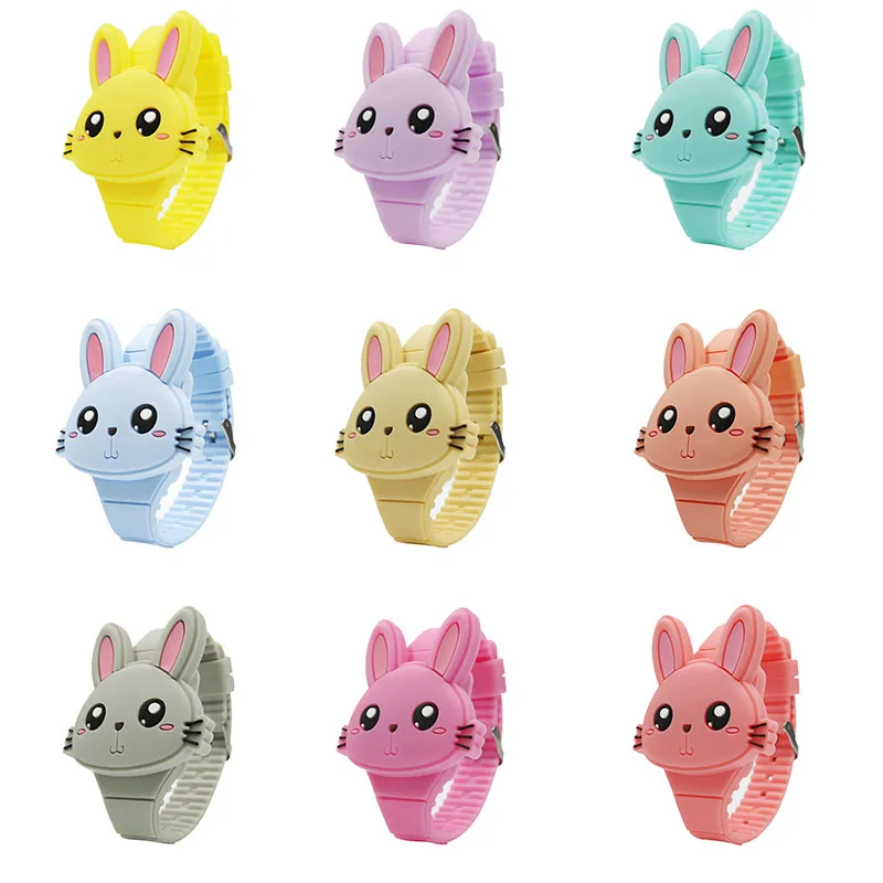 Недавно 1 шт в лоте светодиодный электронные часы силиконовой лентой с кроликом