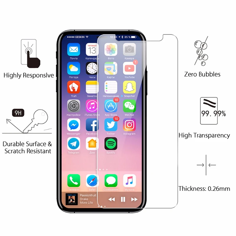 Sinzean 100 шт./лот для iphone X/XS защита экрана из закаленного стекла с новой упаковкой DHL 0