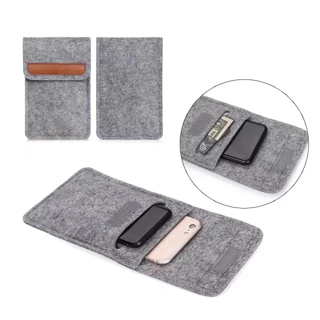 Универсальный фетровый чехол для телефона с отделением кредитных карт до 6 2